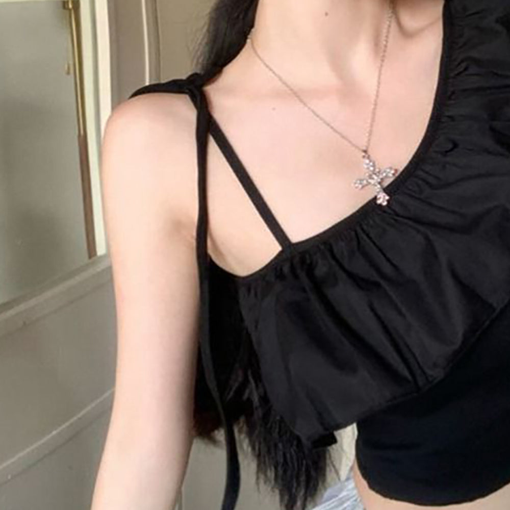 Women Ruffles Georgette Crop Top