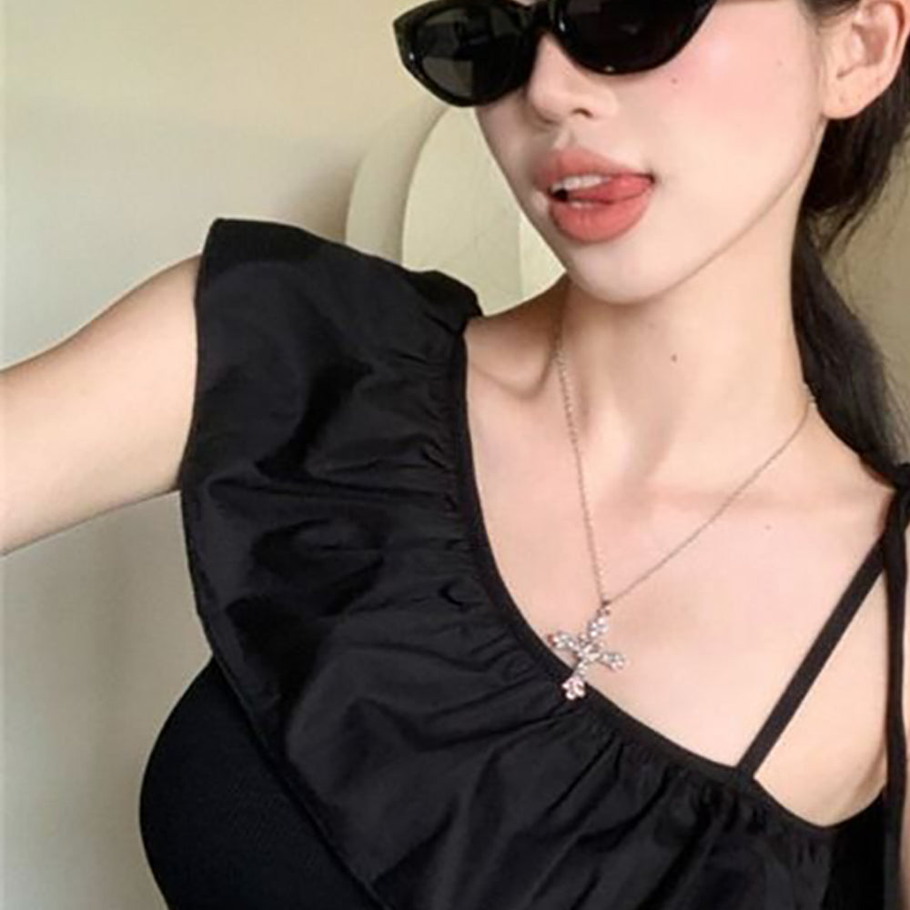 Women Ruffles Georgette Crop Top