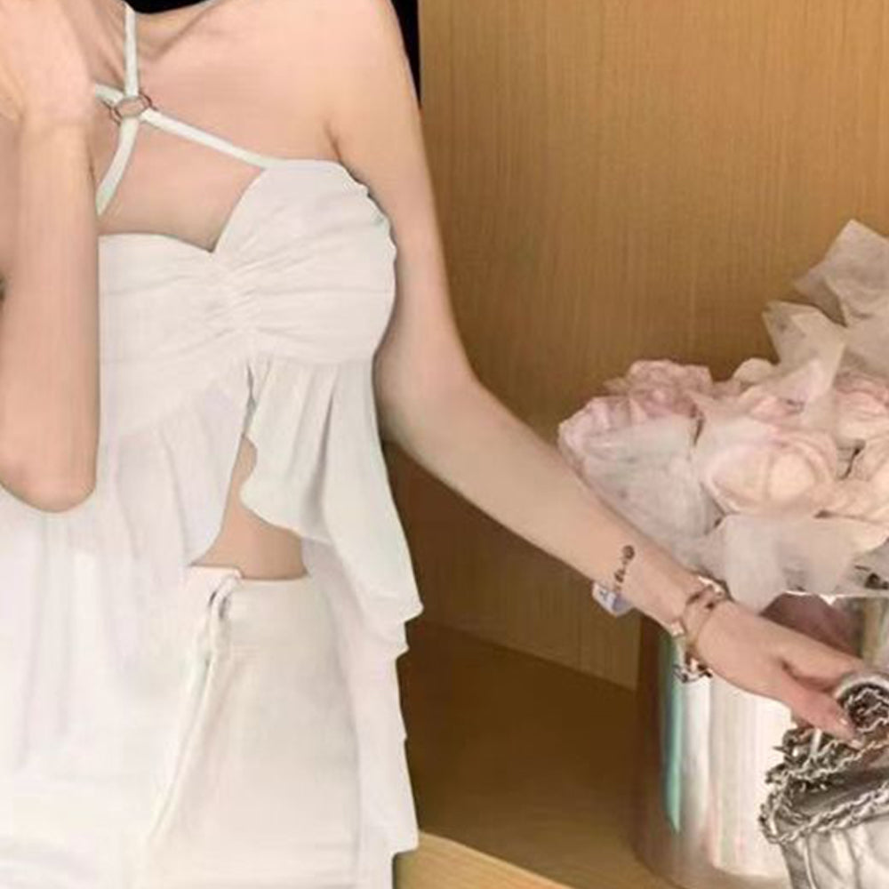 Sweetheart Neck Net Crop Top