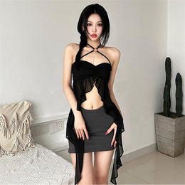 Halter Neck Ruffles Bralette Crop Top