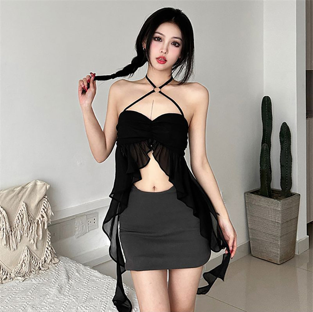 Halter Neck Ruffles Bralette Crop Top