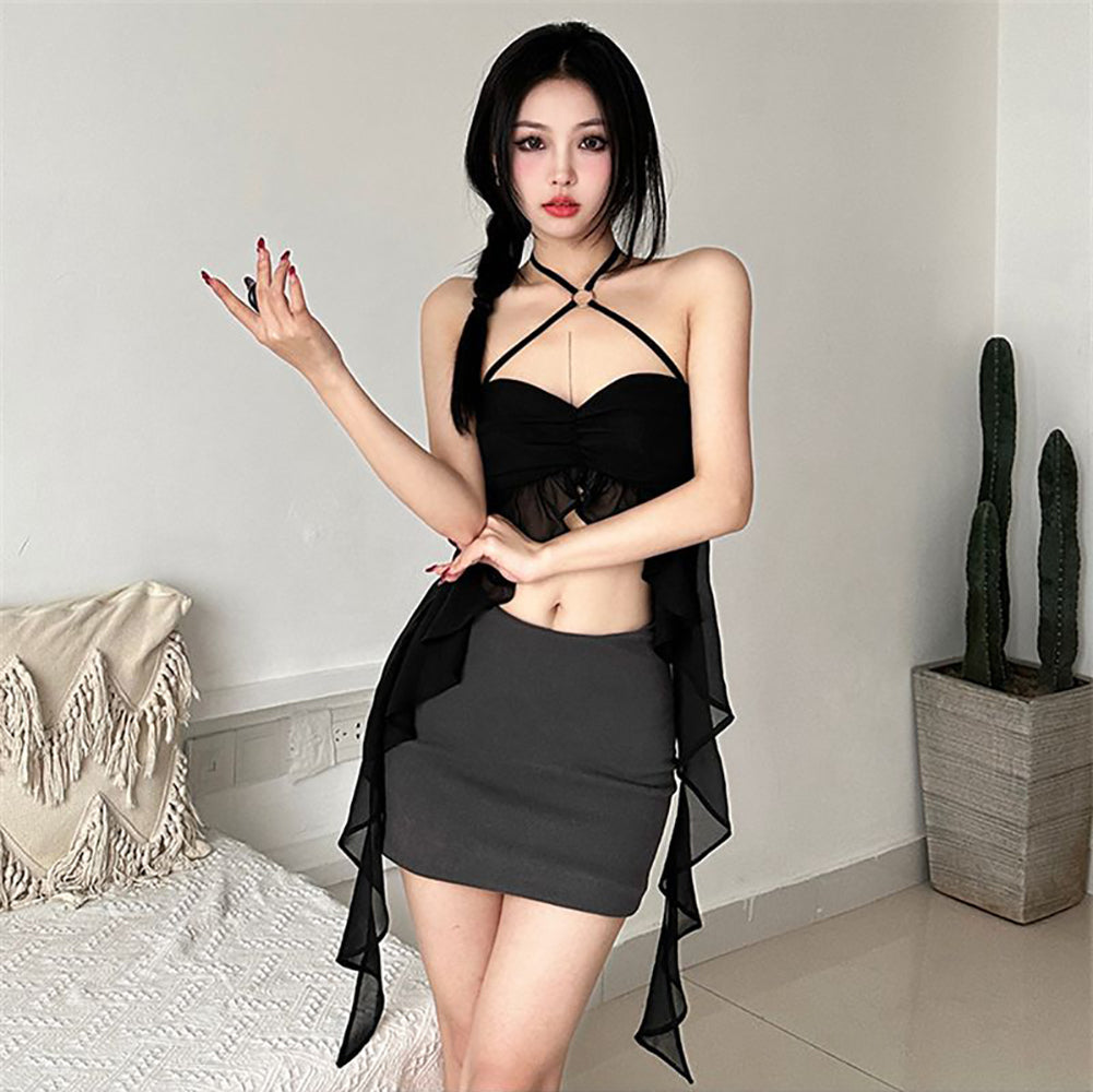 Halter Neck Ruffles Bralette Crop Top