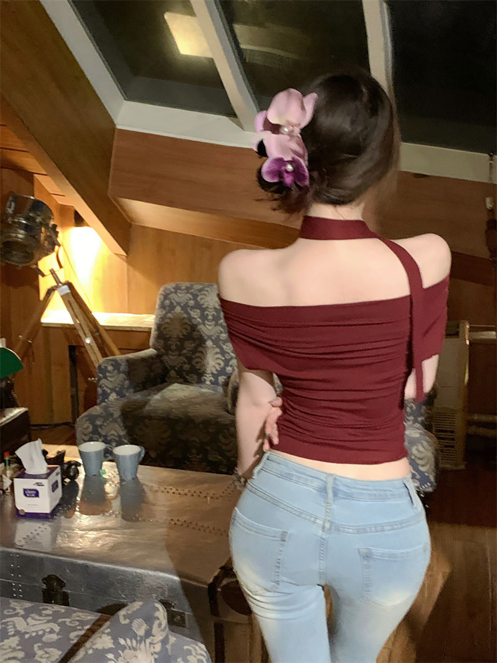 Women Off-Shoulder Bardot Crop Top
