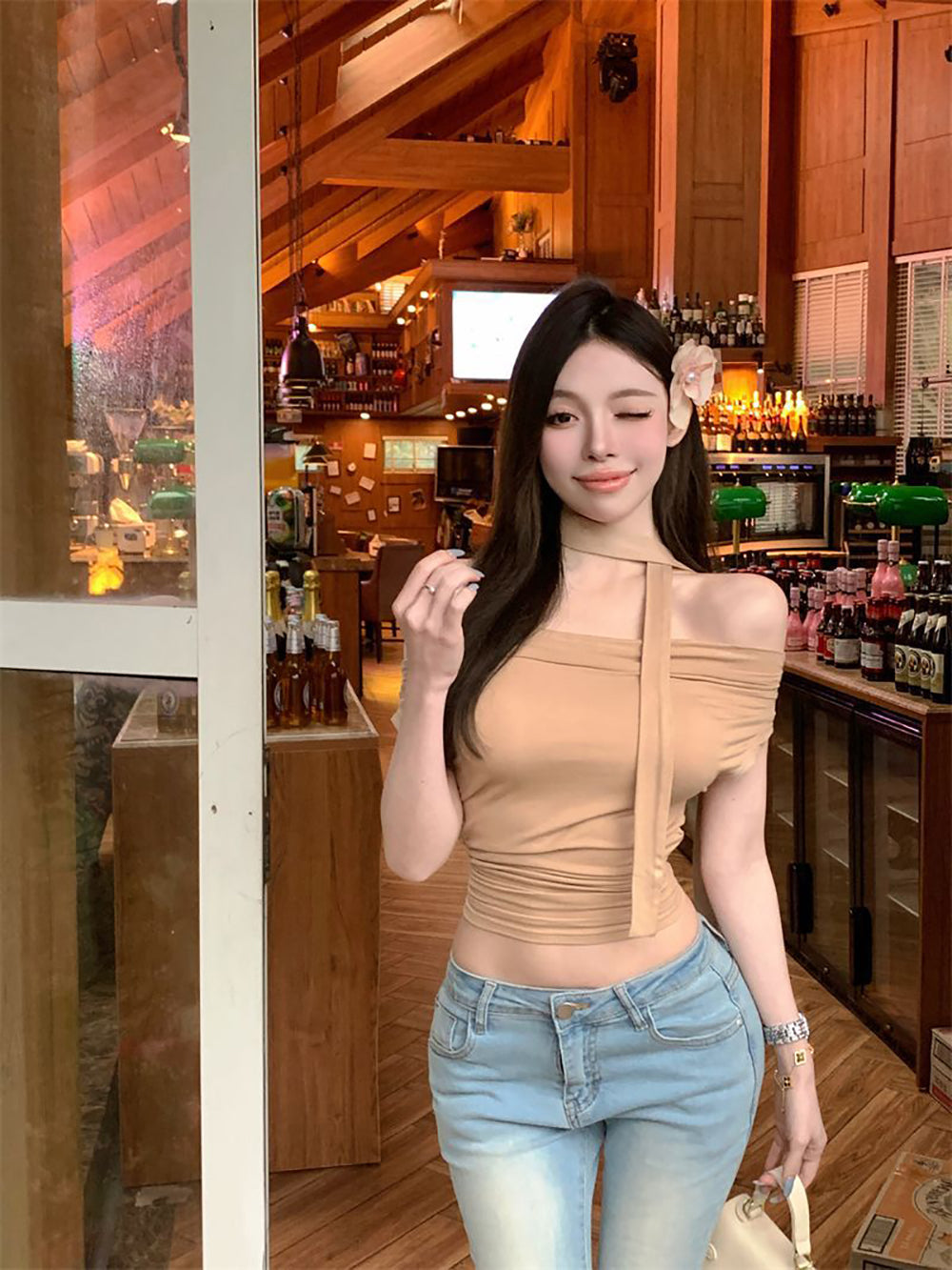 Women Off-Shoulder Bardot Crop Top