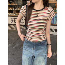 Women Striped Round Neck Top