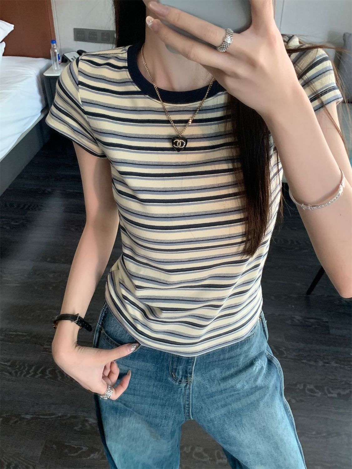 Women Horizontal Stripes Striped Regular Top