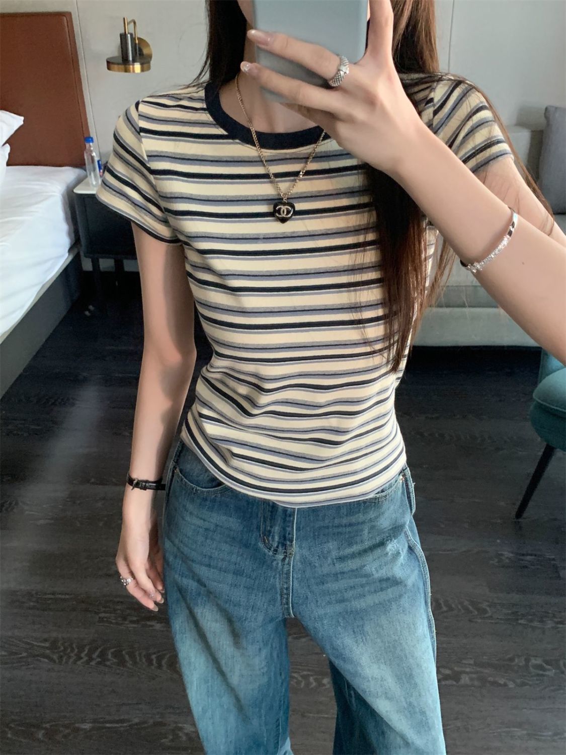 Women Horizontal Stripes Striped Regular Top