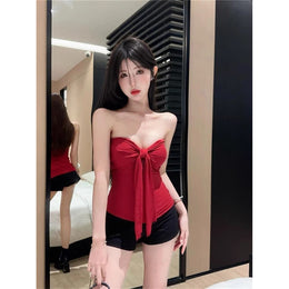 Women Strapless Georgette Tube Crop Top