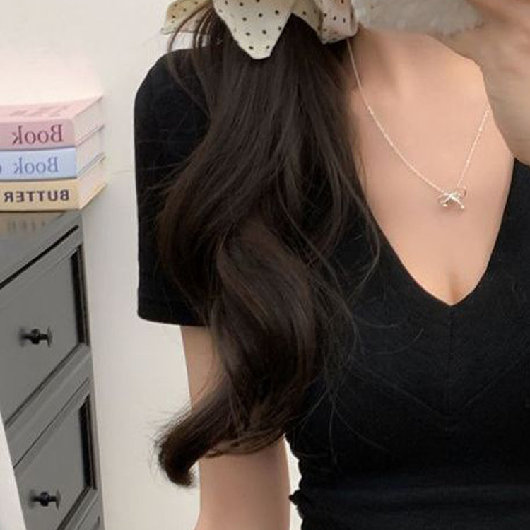 Women Solid Lace Insert Crop Top