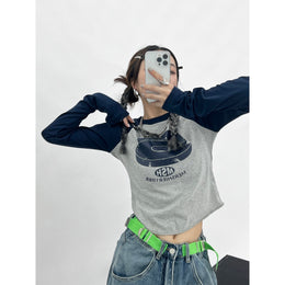 Women Printed Round Neck Long Sleeves Top