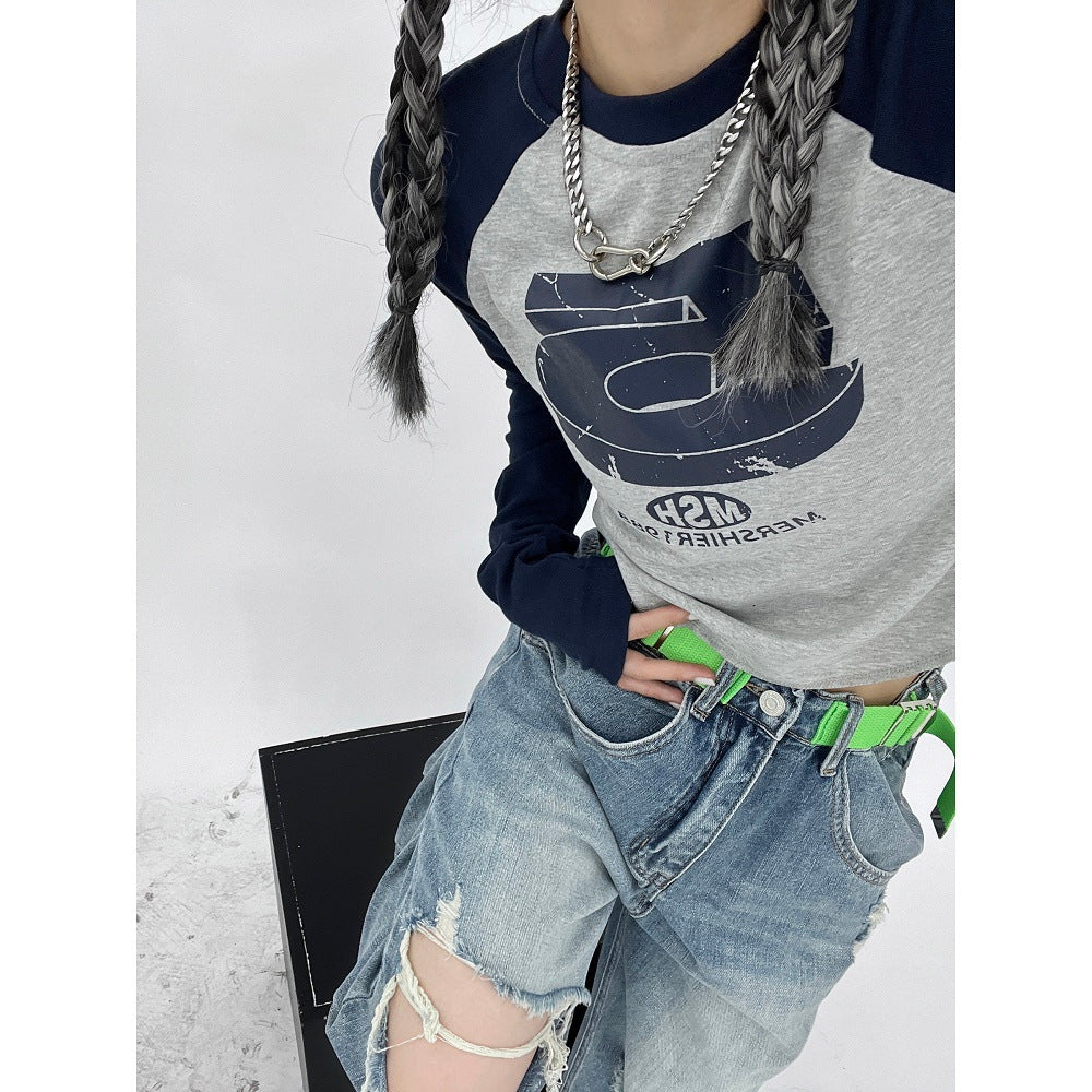 Women Printed Round Neck Long Sleeves Top