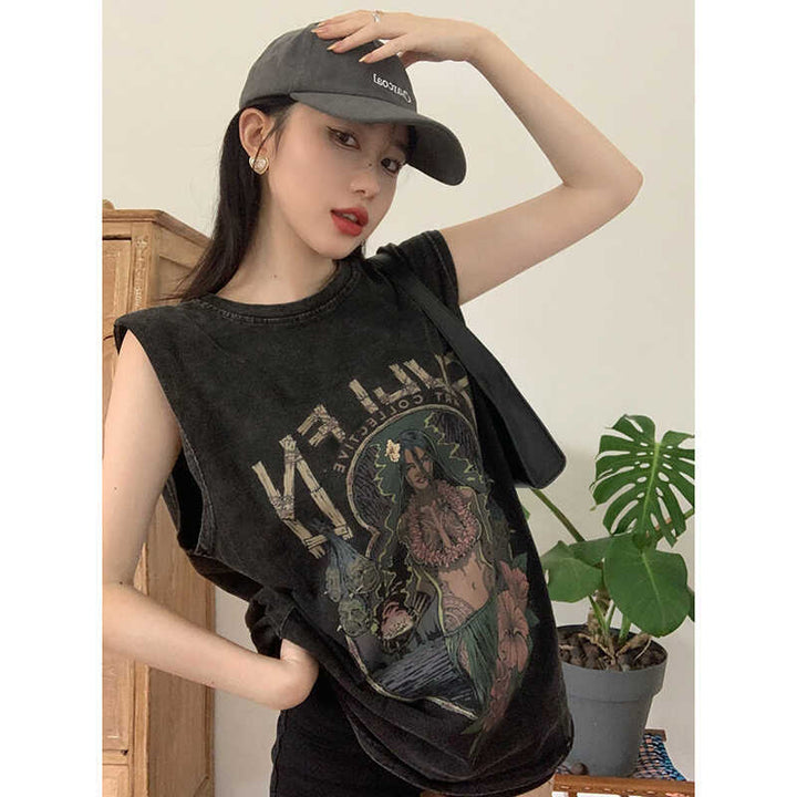 Women Abstract Printed Extended Sleeves Top