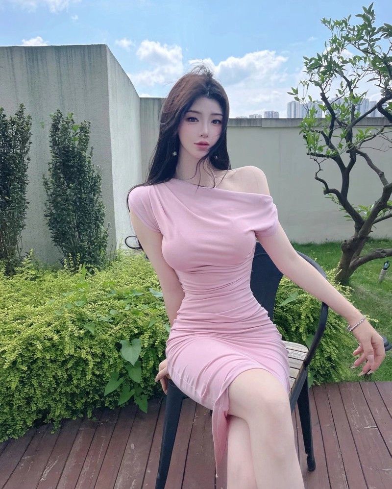 One Shoulder Satin Bodycon Midi Dress