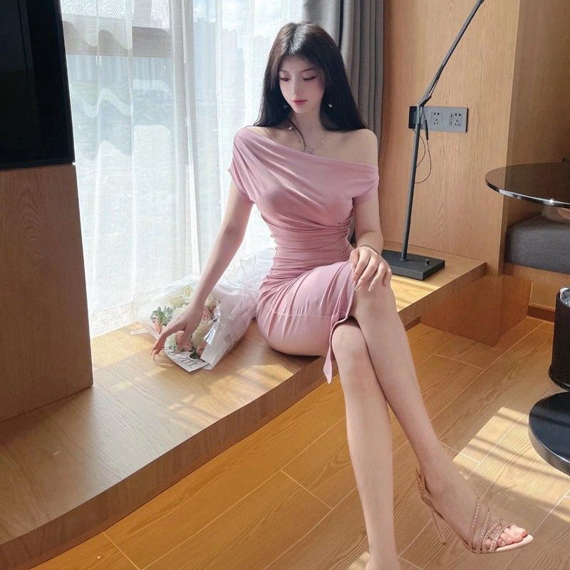 One Shoulder Satin Bodycon Midi Dress