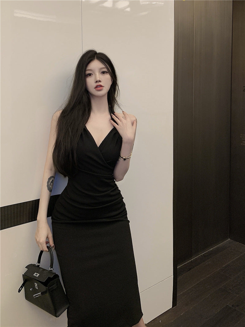 Halter Neck Sleeveless Ruched Bodycon Dress