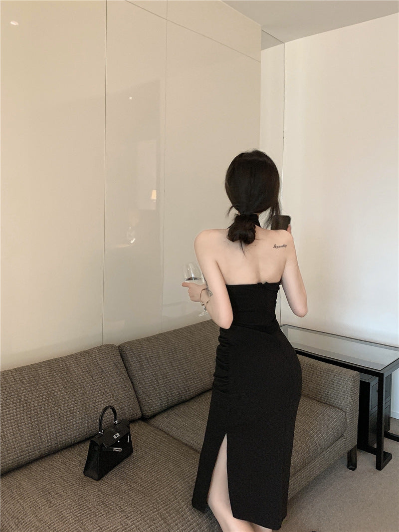 Halter Neck Sleeveless Ruched Bodycon Dress