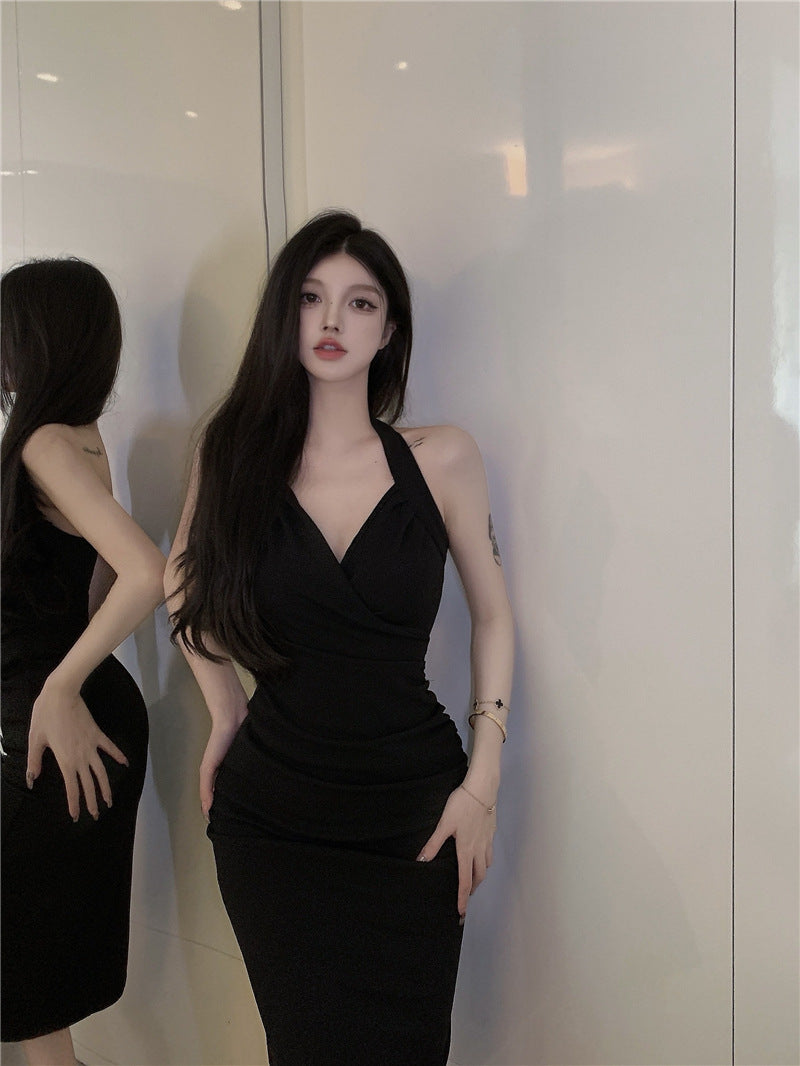 Halter Neck Sleeveless Ruched Bodycon Dress