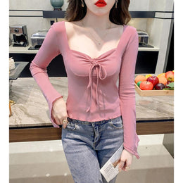 Sweetheart Neck Extended Sleeves Crepe Top