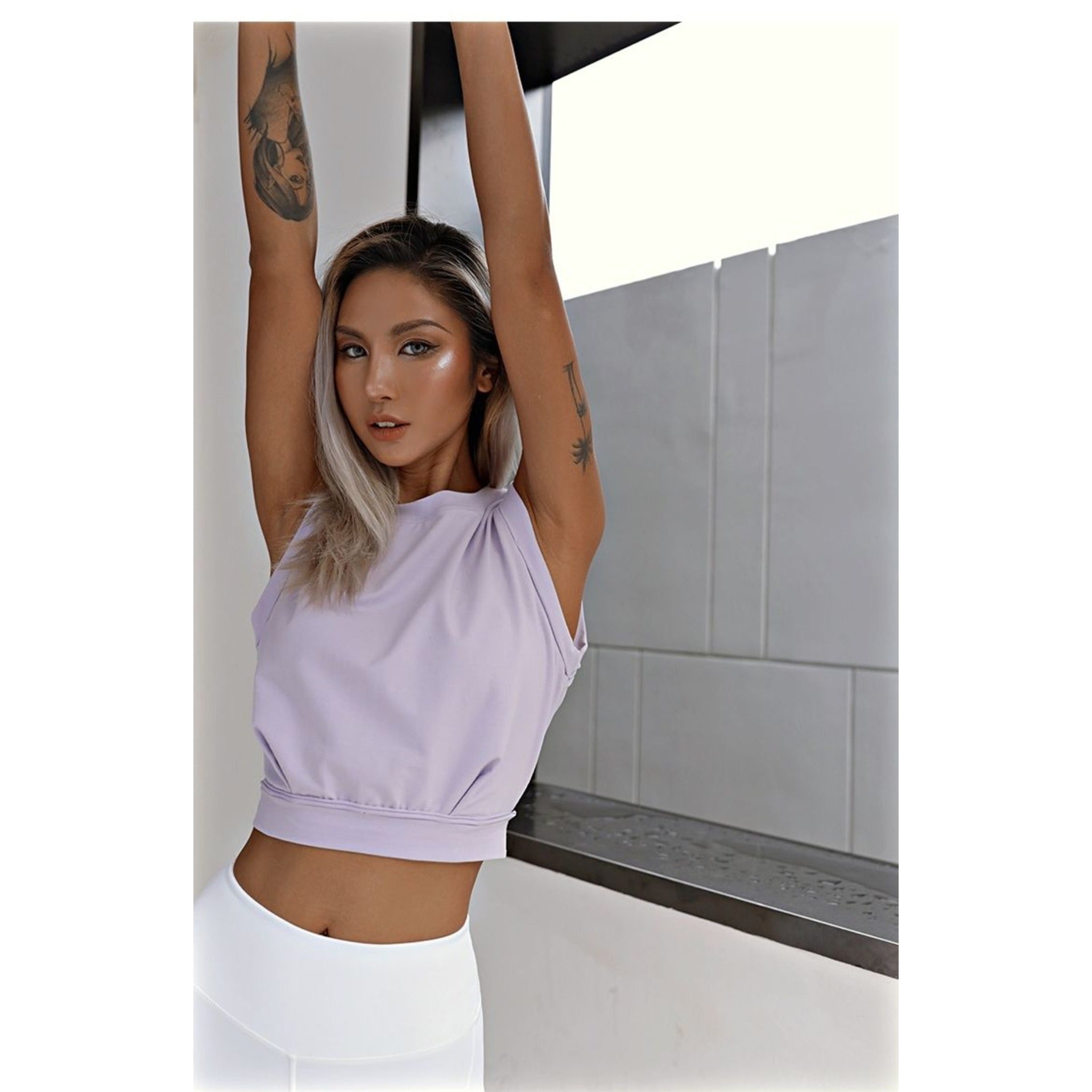 woven solid crop Top