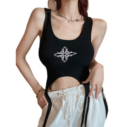 scoop neck typography Tank Crop Top