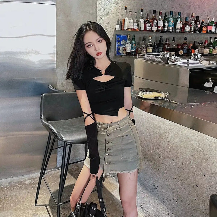 Women Solid Woven Casual Top