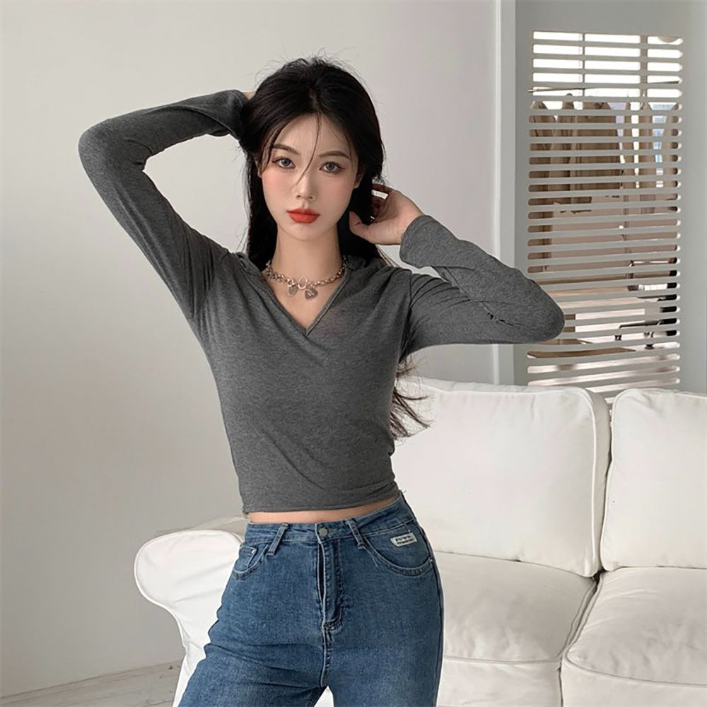 Women Solid Hood Top