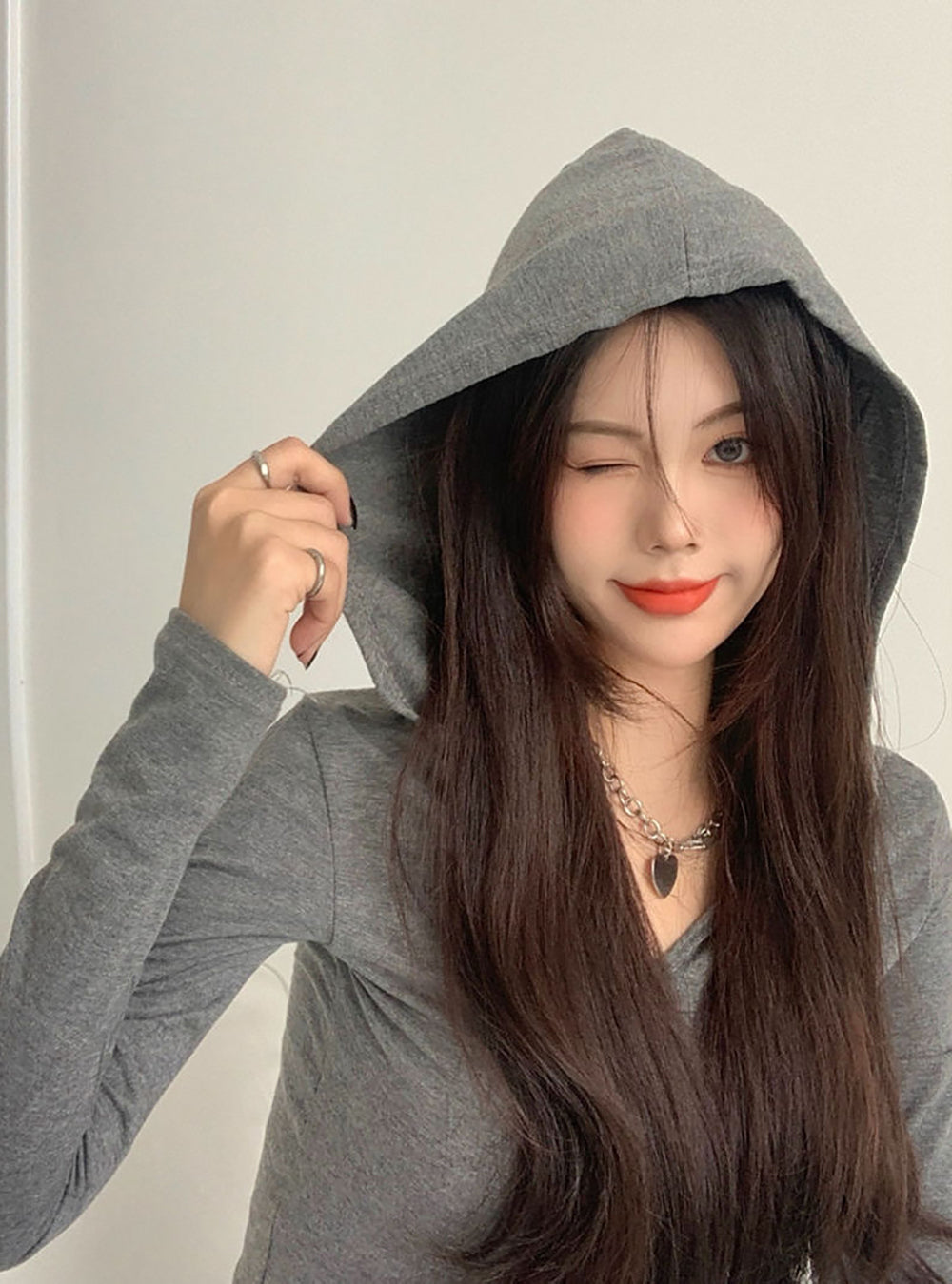 Women Solid Hood Top