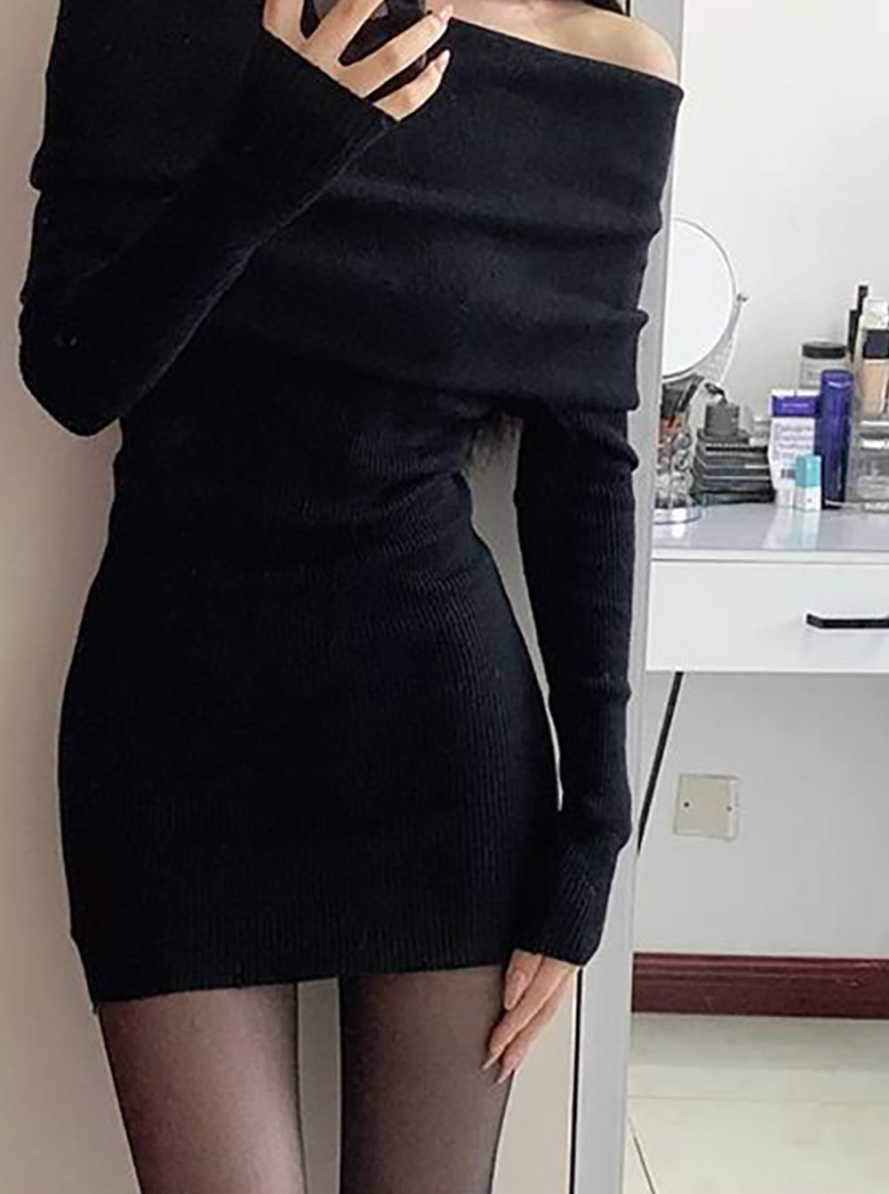 Off-Shoulder Sheath Mini Dress