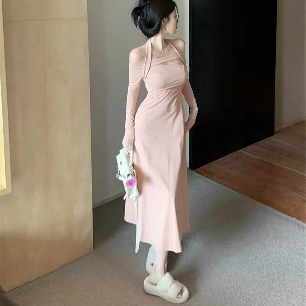Women Tie-Up Neck Midi Dress