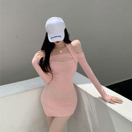 Women Long Sleeves Sheath Mini Dress