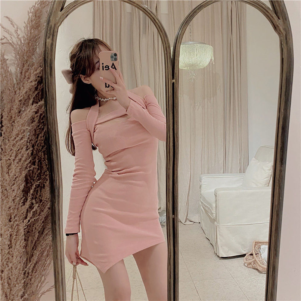 Women Long Sleeves Sheath Mini Dress
