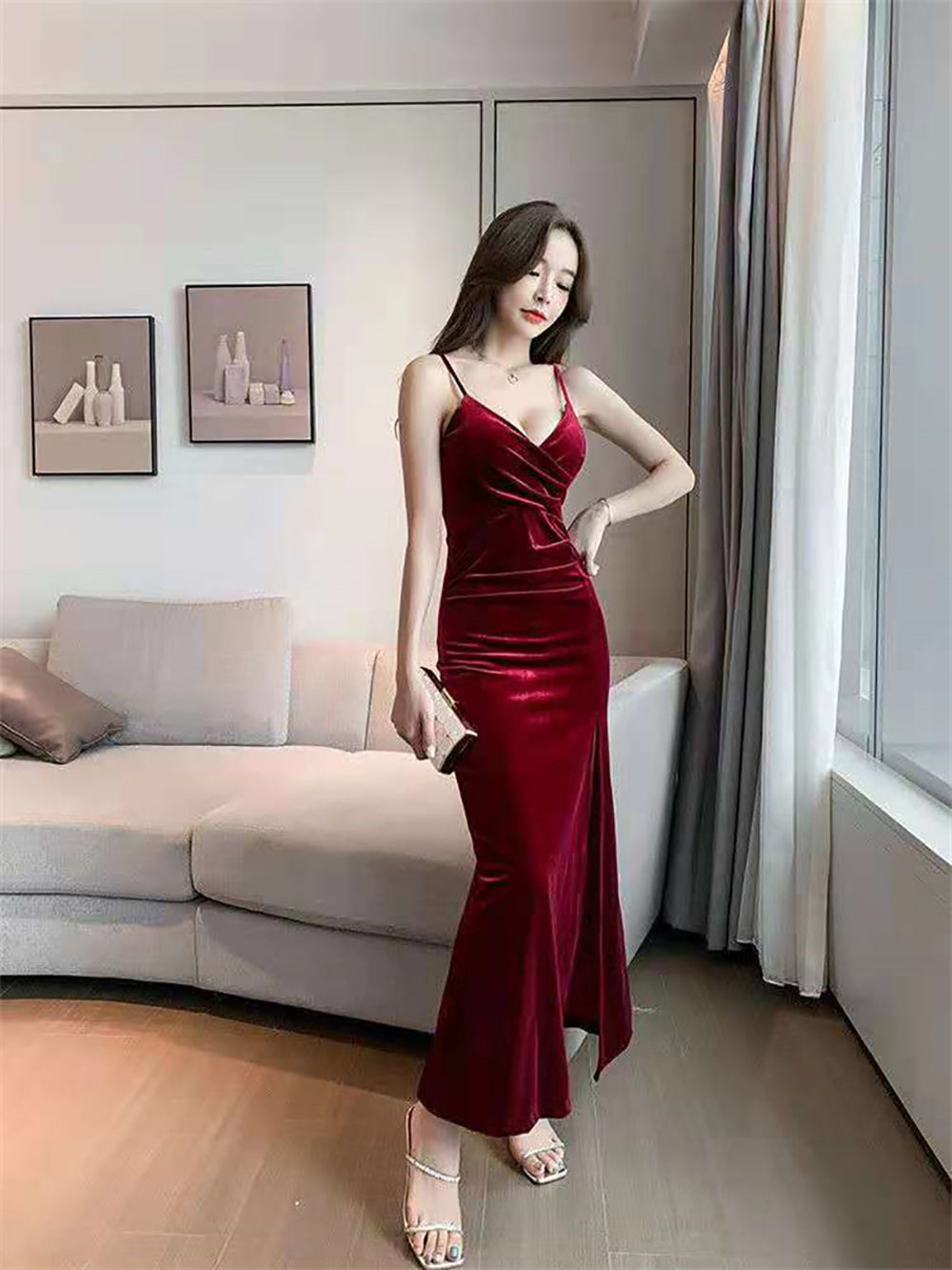 Shoulder Straps Solid Bodycon Dress