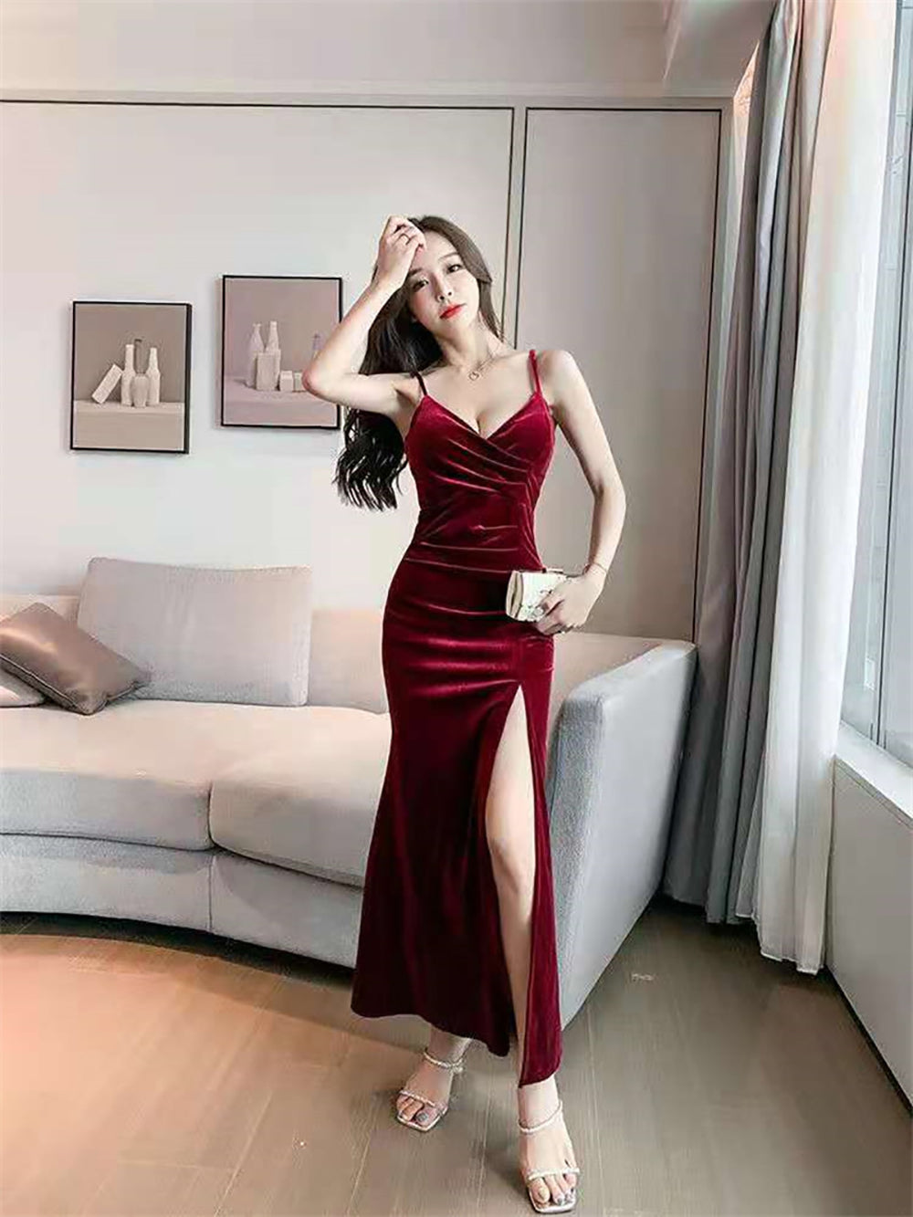 Shoulder Straps Solid Bodycon Dress