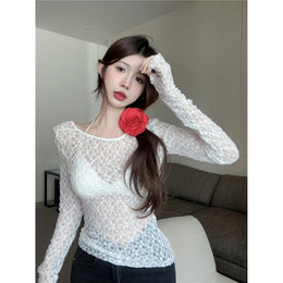 Women Crochet Scoop Neck Top
