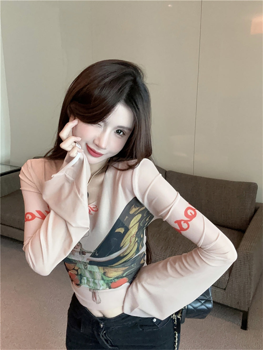 Women Abstract Printed Round Neck Top
