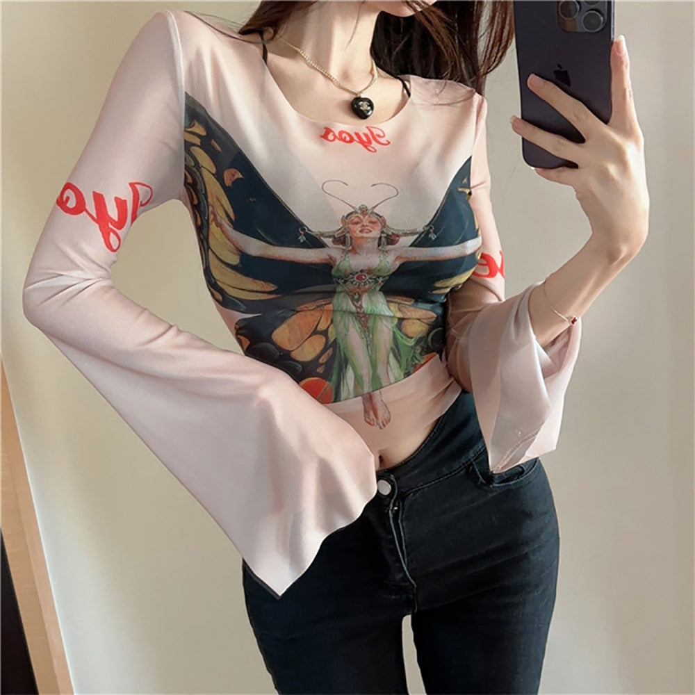 Women Abstract Printed Round Neck Top