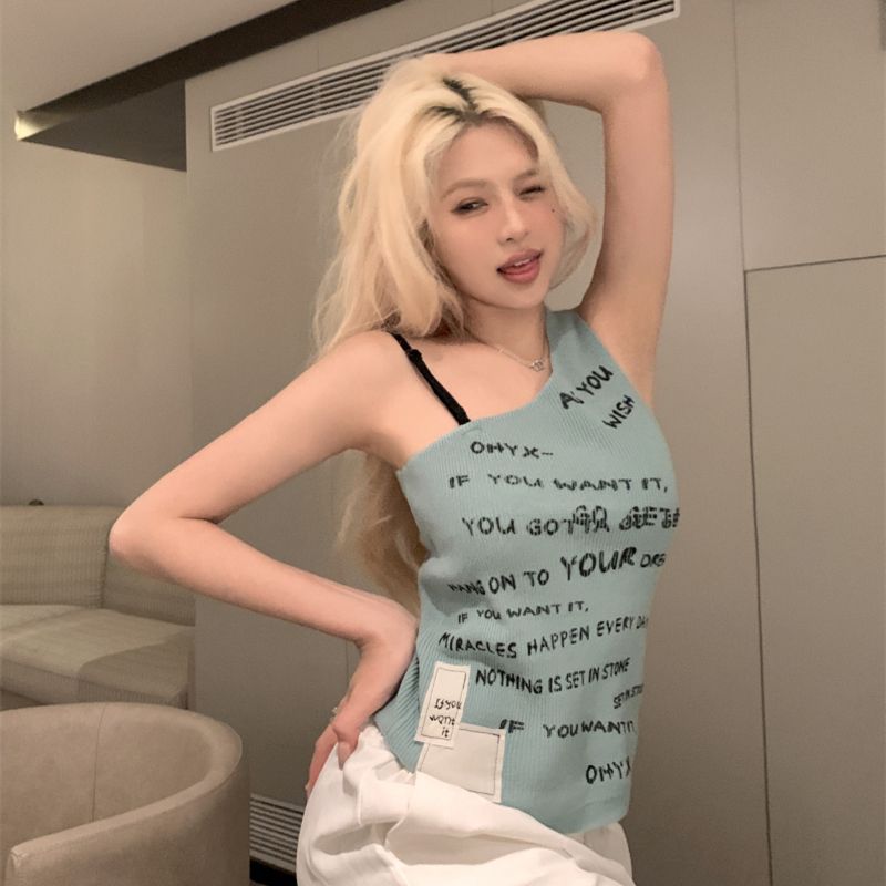 Women Typography Print Sleeveless Top