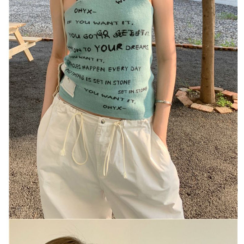 Women Typography Print Sleeveless Top
