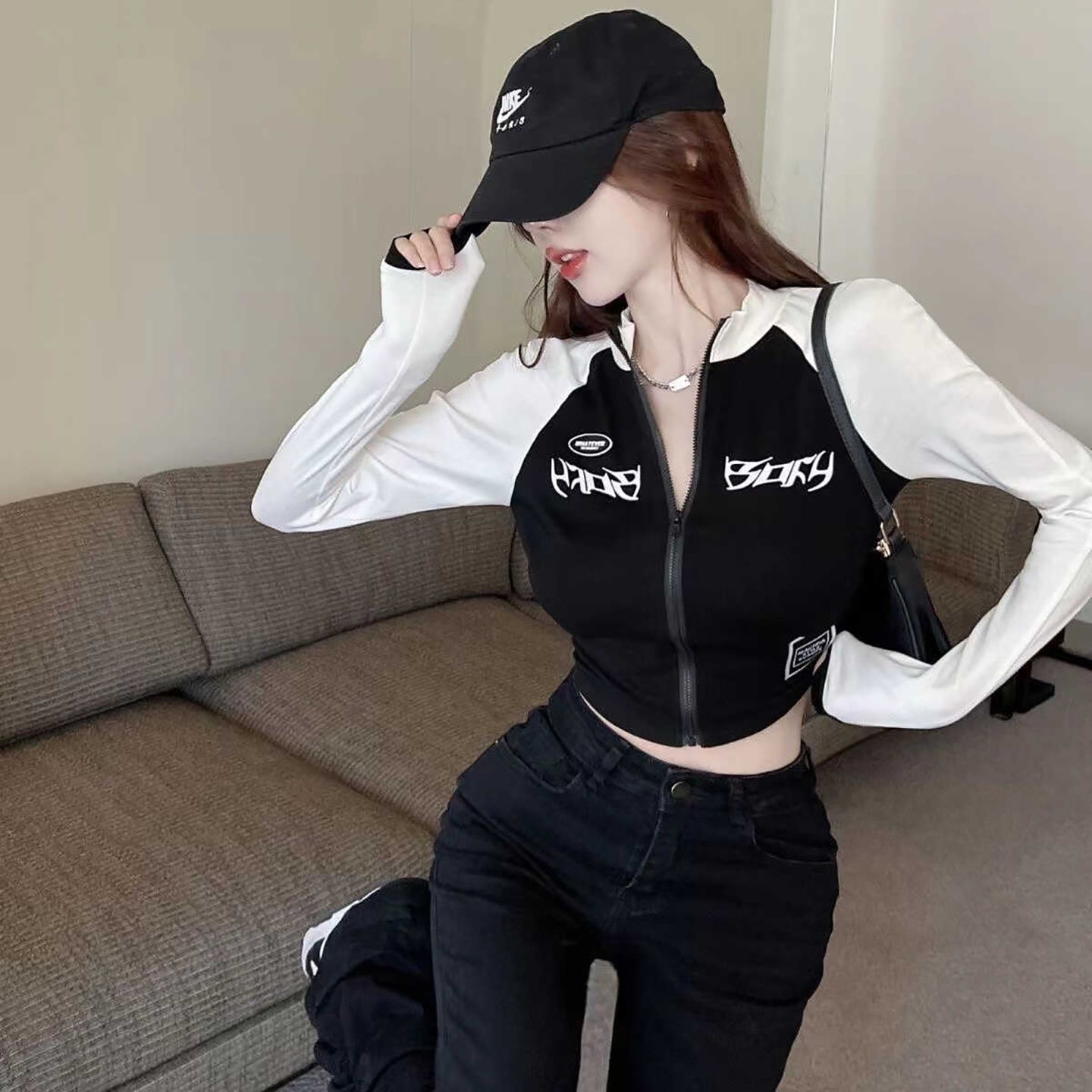 Women Typography Printed High Neck Top