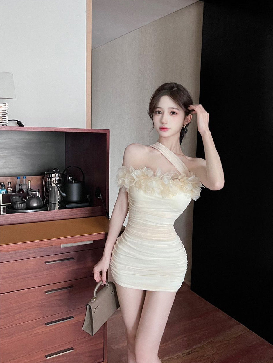 Women Ruffled Bodycon Mini Dress