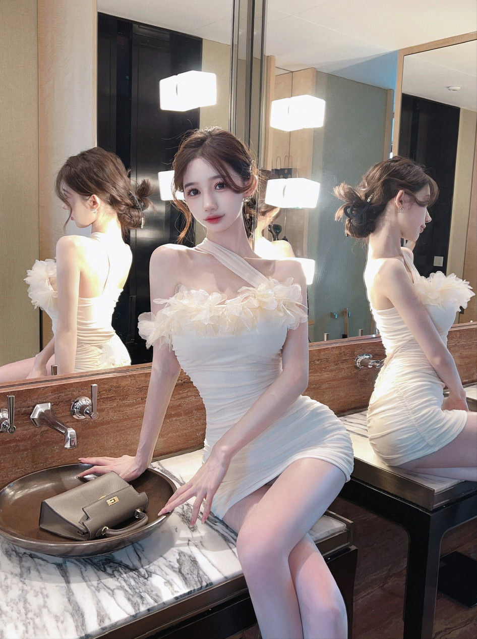Women Ruffled Bodycon Mini Dress