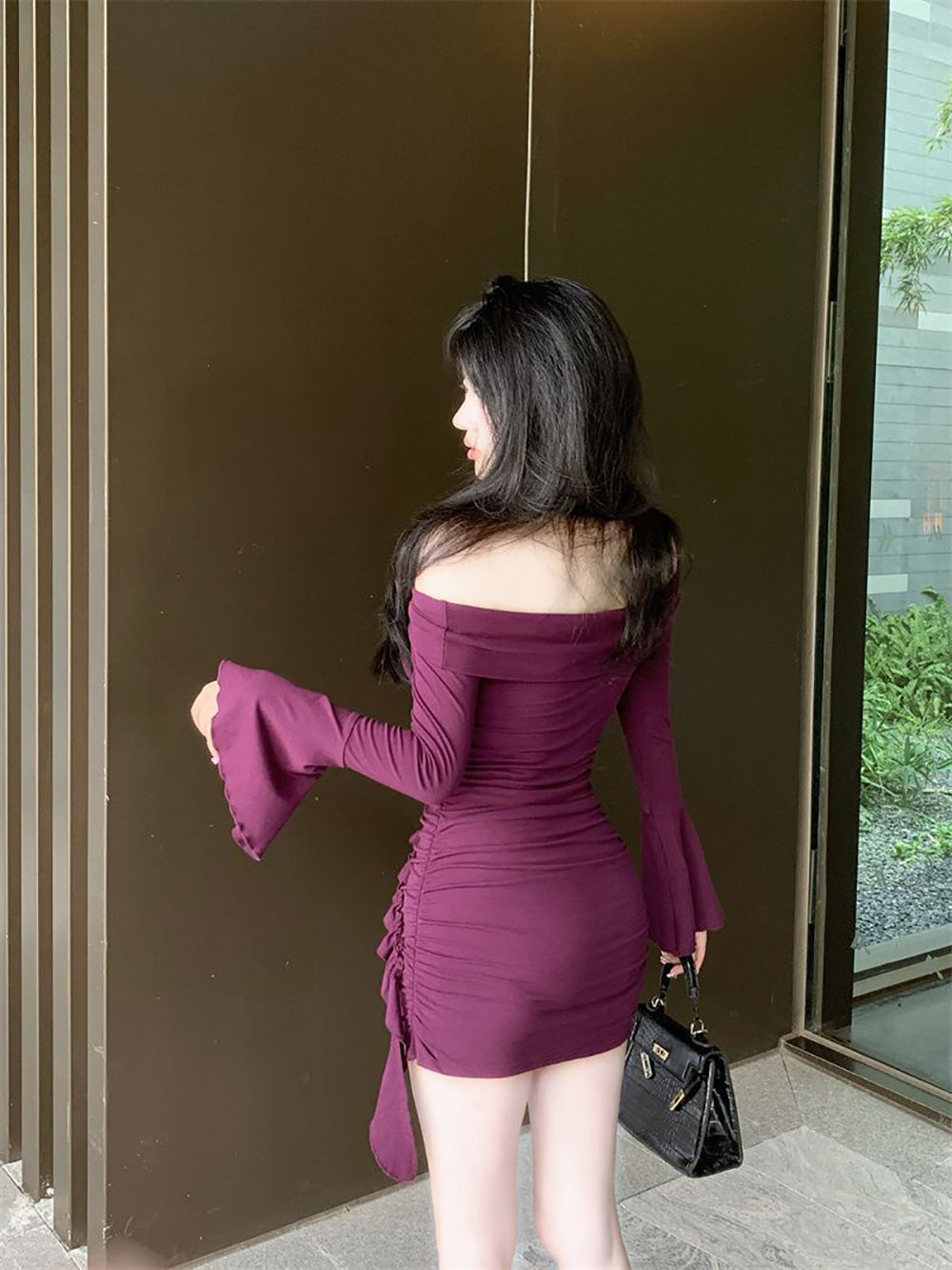 Women Off-Shoulder Ruffled Bodycon Mini Dress
