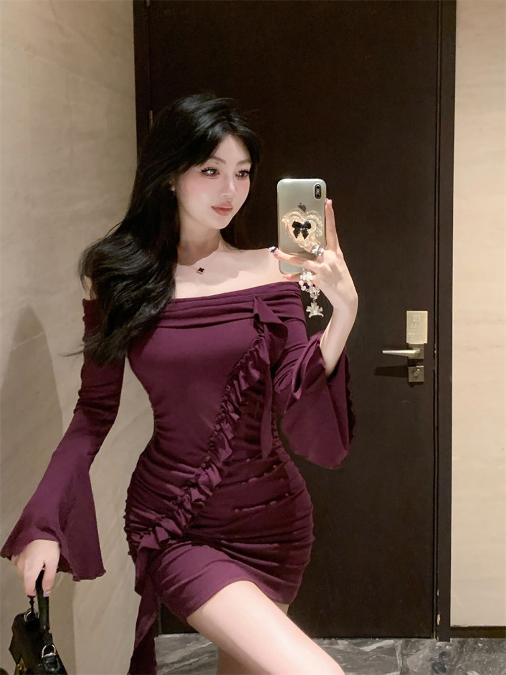 Women Off-Shoulder Ruffled Bodycon Mini Dress