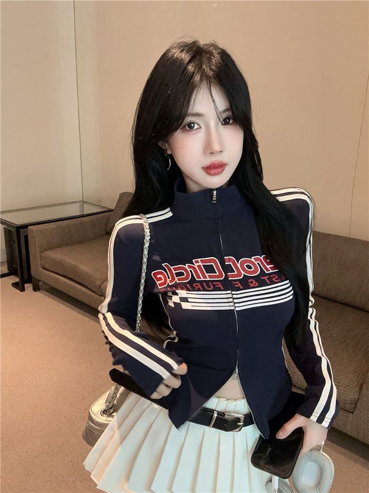 Printed Zipper Top