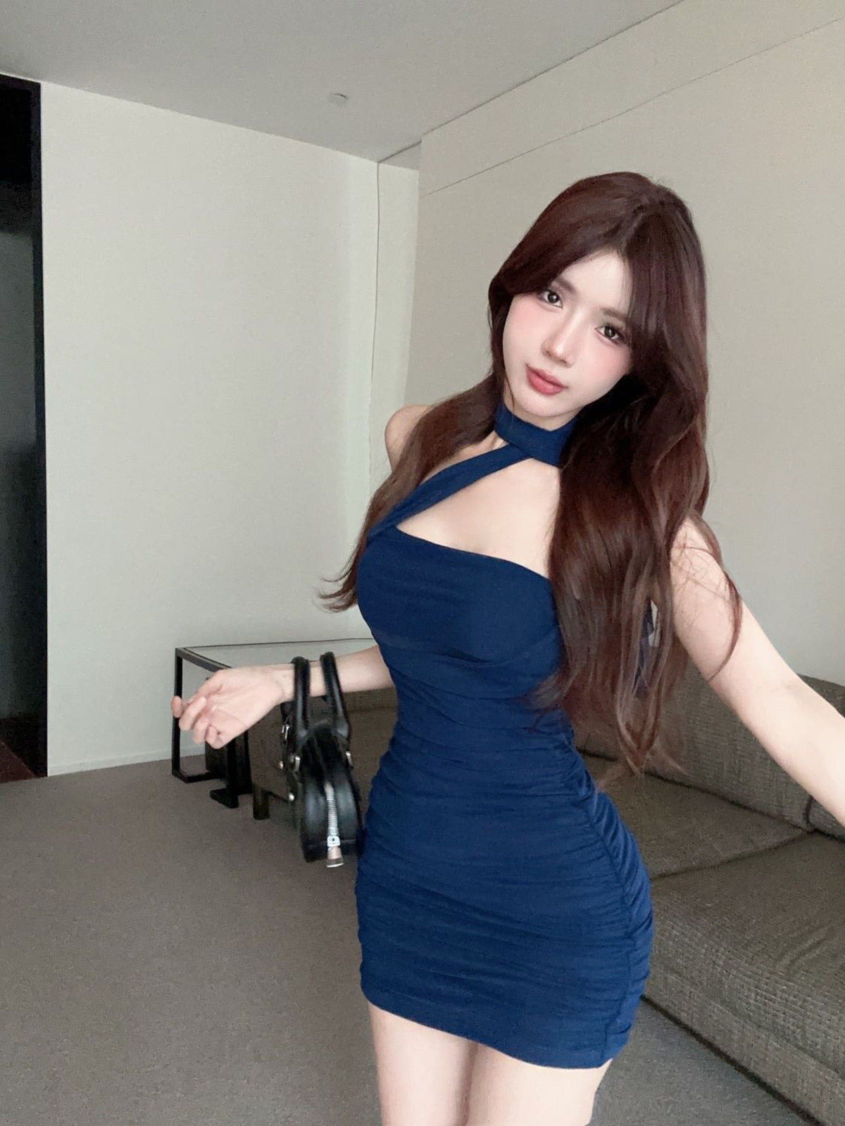 Scarf Neck Bodycon Mini Dress