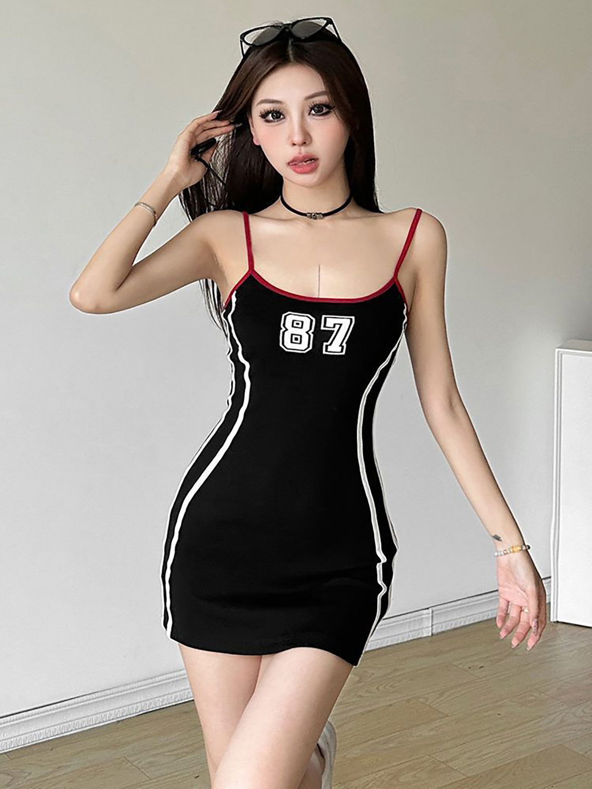 Shoulder Straps Printed Bodycon Mini Dress