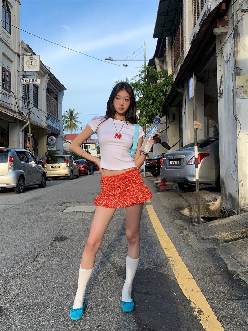 Printed A-Line Mini Skirt