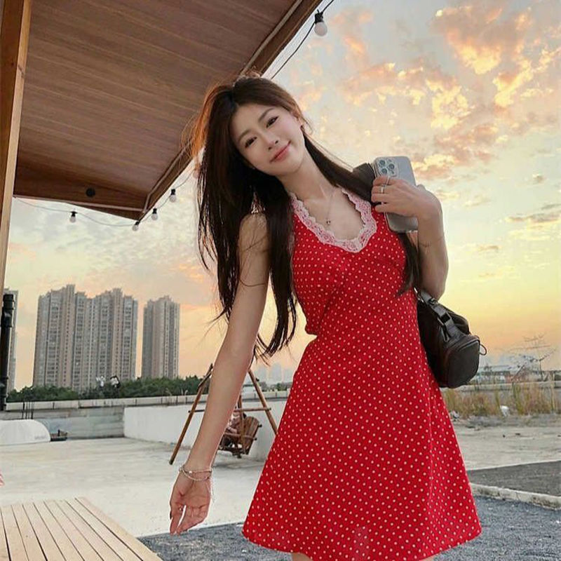 Polka Dot Printed Halter Neck A-Line Mini Dress
