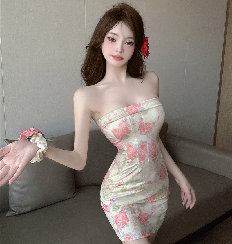 Women Floral Print Bodycon Mini Dress