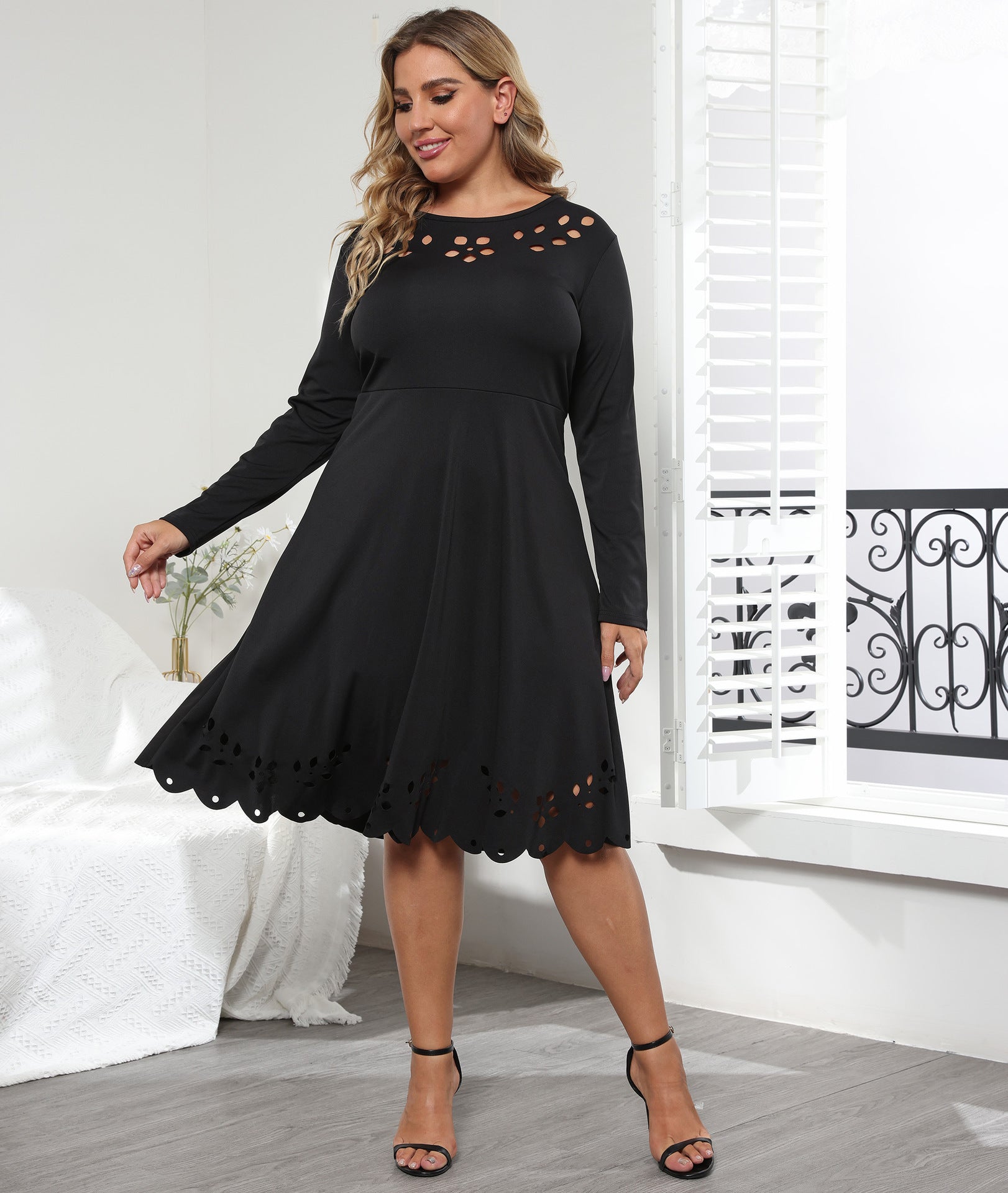 Fit and Flare Cut-Outs Dress